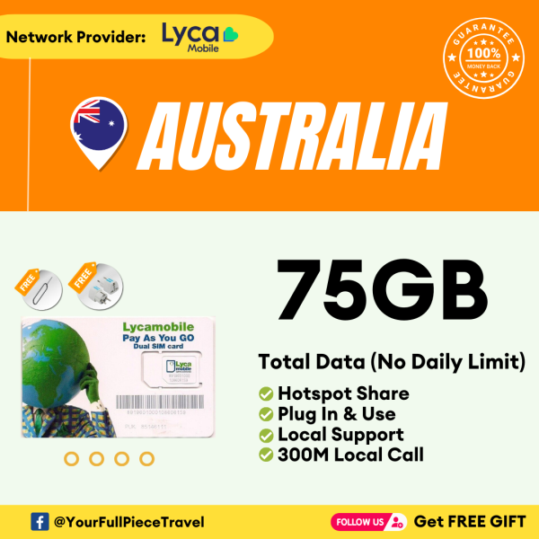 【Australia Lyca mobile sim card 】【Unlimited Data】【澳洲上网卡】Australia travel  sim card + free gift