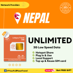 尼泊尔上网卡 Nepal internet travel sim card 【Unlimited Data】【No Daily Capped】