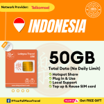 Indoneisa Internet Prepaid Travel SIM Card 印尼上网卡 【No Daily Capped】  【10~30Days】【50GB】