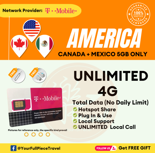 【T-Mobile】USA Prepaid Local SIM Card 美国当地上网卡【UNLIMITED 4G DATA】  【No Daily Capped】