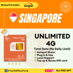 Singapore Internet Travel SIM Card 新加坡上网卡 【Unlimited 4G Data】【No Daily Capped】