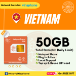 Vietnam Internet Prepaid Travel SIM Card 越南上网卡 【No Daily Capped】  【1~9 Days】【50GB】