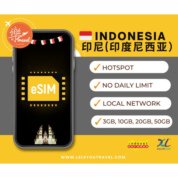 【eSIM】印尼上网卡 Indonesia Travel Sim Card 【No Daily Capped】【Unlimited data】